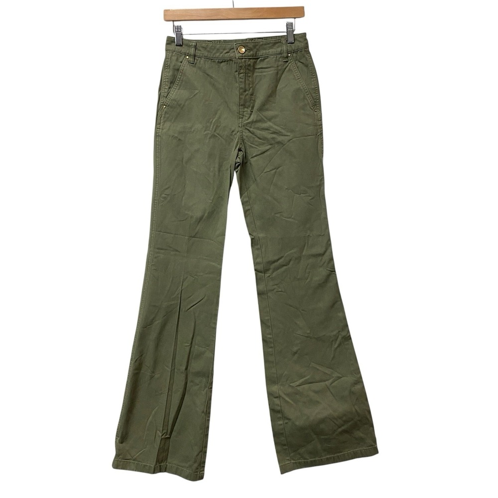 Tory Burch Womens Sz 26 Agave Green Flared Leg Trouser Pants Denim Bootcut